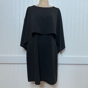 VLD‎ Victoria Leland Dress Whimsigoth Classic Black Draping Layered Cape Sleeve